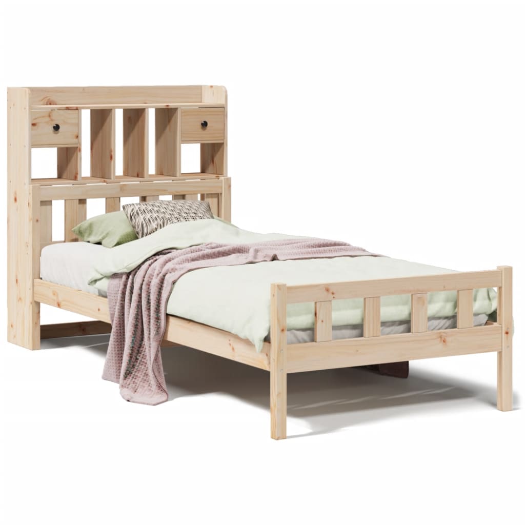 vidaXL Massivholzbett mit Regal ohne Matratze 100x200 cm Kiefer
