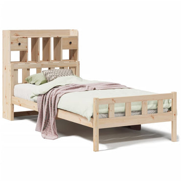 vidaXL Massivholzbett mit Regal ohne Matratze 100x200 cm Kiefer