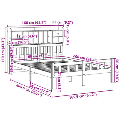 vidaXL Massivholzbett mit Regal ohne Matratze 160x200 cm Kiefernholz