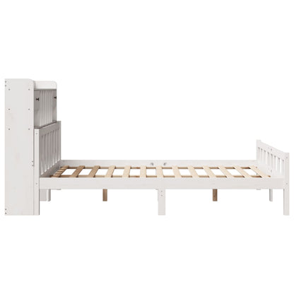 vidaXL Massivholzbett mit Regal ohne Matratze Weiß 160x200 cm Kiefer