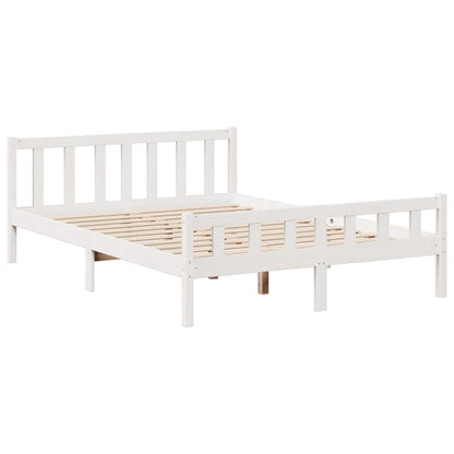 vidaXL Massivholzbett mit Regal ohne Matratze Weiß 160x200 cm Kiefer