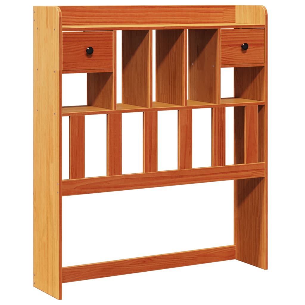 vidaXL Lit en bois massif avec étagère sans matelas Marron ciré 75x190 cm