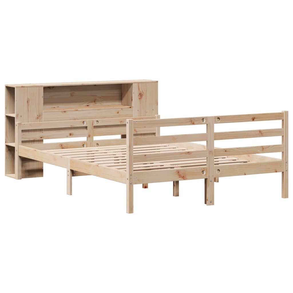 vidaXL Massivholzbett mit Regal ohne Matratze 135x190 cm Kiefernholz
