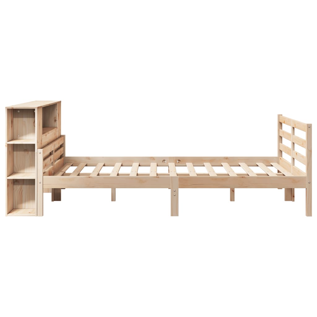 vidaXL Massivholzbett mit Regal ohne Matratze 135x190 cm Kiefernholz