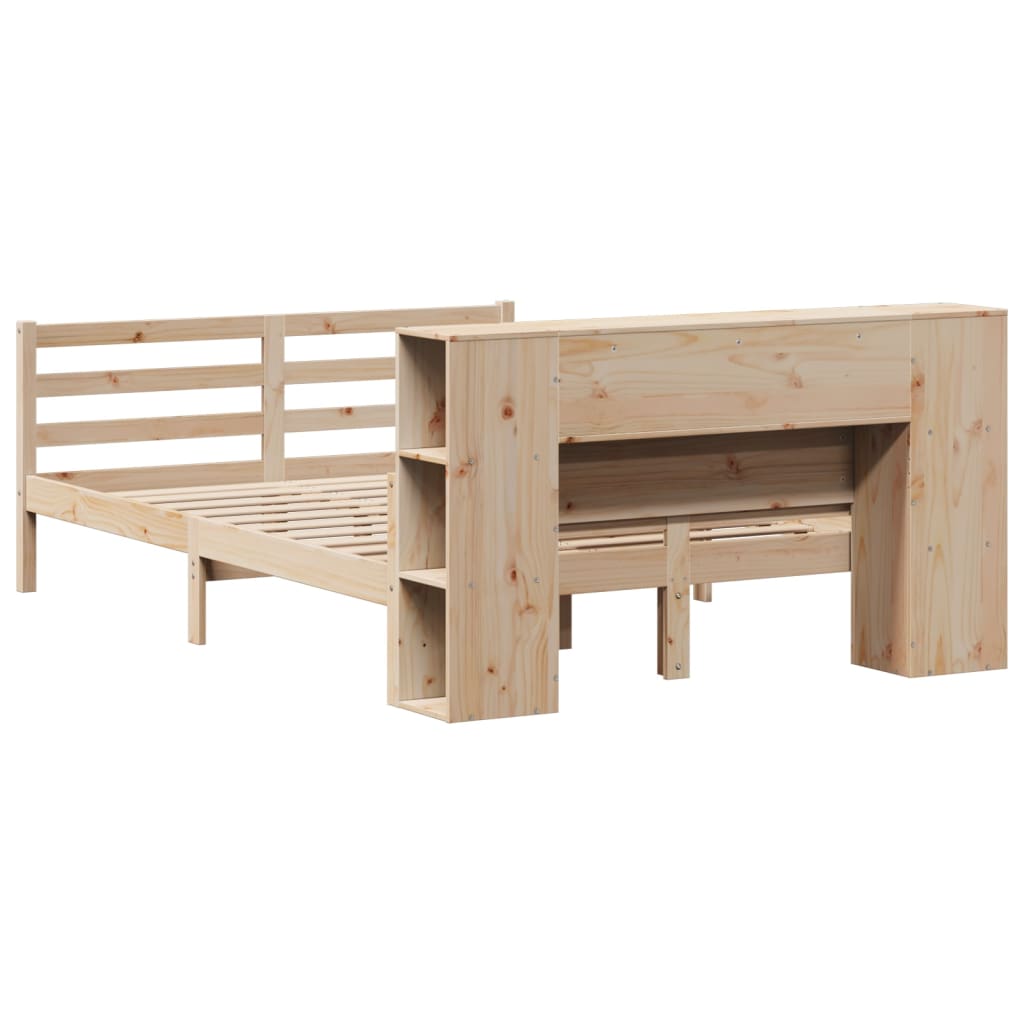 vidaXL Massivholzbett mit Regal ohne Matratze 135x190 cm Kiefernholz