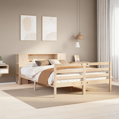 vidaXL Massivholzbett mit Regal ohne Matratze 135x190 cm Kiefernholz