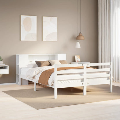 vidaXL Massivholzbett mit Regal ohne Matratze Weiß 135x190 cm Kiefer