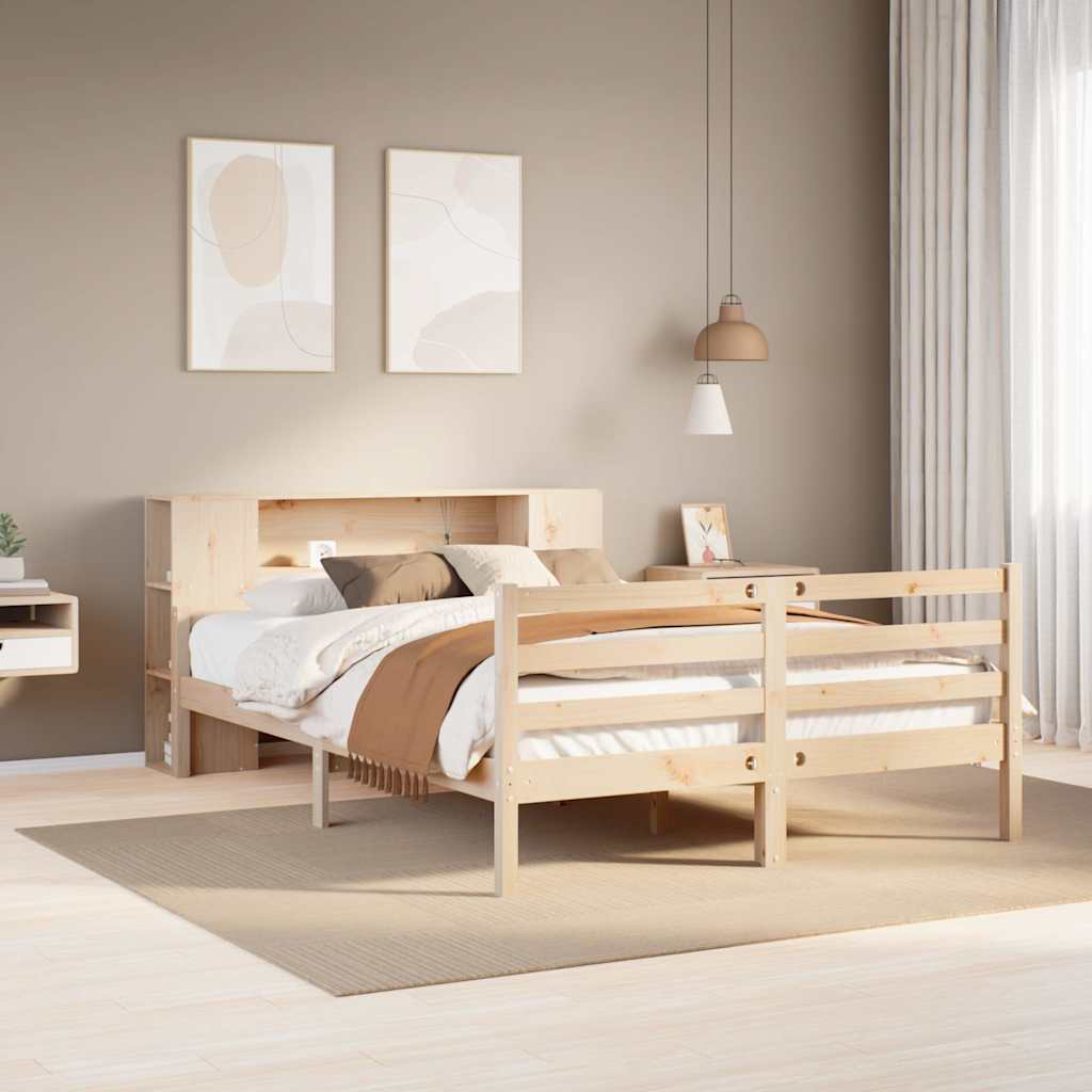 vidaXL Massivholzbett mit Regal ohne Matratze 140x200 cm Kiefernholz