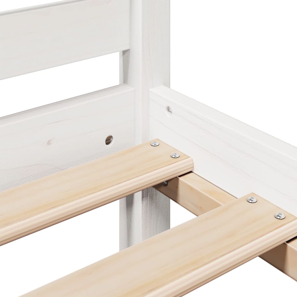 vidaXL Lit en bois massif avec étagère sans matelas Blanc 160x200 cm Pin