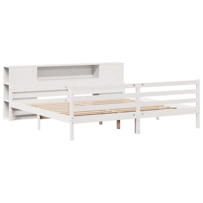 vidaXL Massivholzbett mit Regal ohne Matratze Weiß 200x200 cm Kiefer
