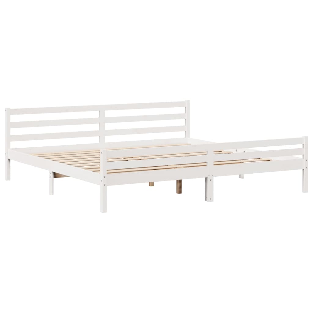 vidaXL Massivholzbett mit Regal ohne Matratze Weiß 200x200 cm Kiefer