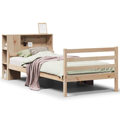 vidaXL Lit en bois massif avec étagère sans matelas 100x200 cm Pin