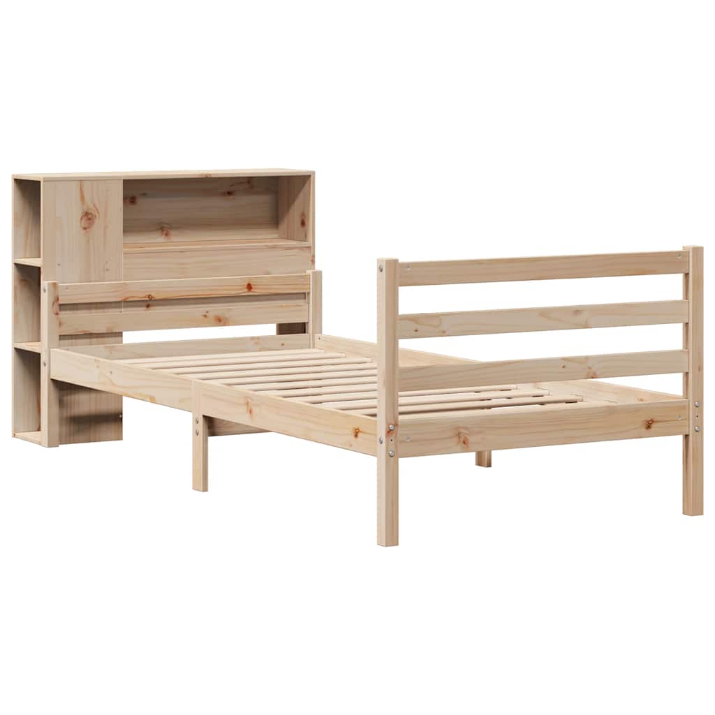 vidaXL Lit en bois massif avec étagère sans matelas 100x200 cm Pin