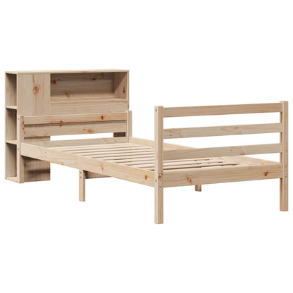 vidaXL Lit en bois massif avec étagère sans matelas 100x200 cm Pin