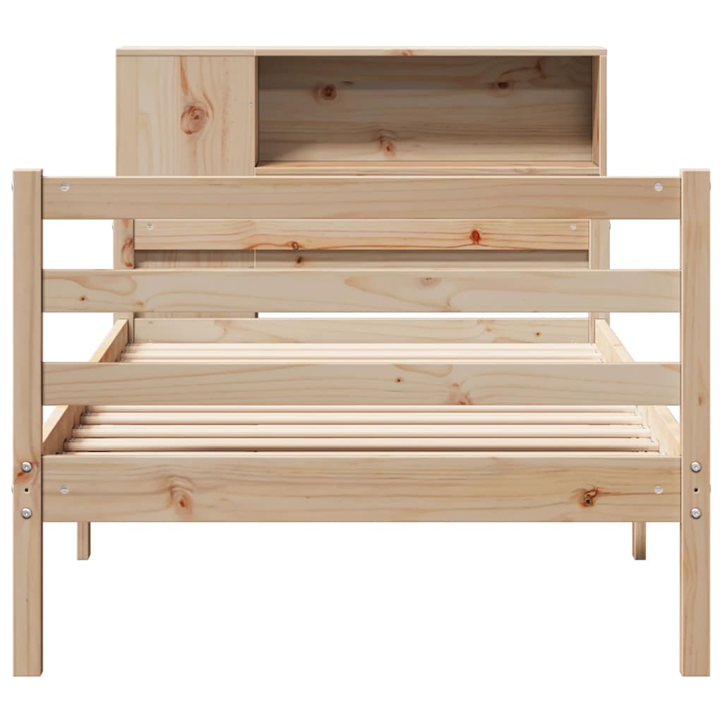 vidaXL Lit en bois massif avec étagère sans matelas 100x200 cm Pin