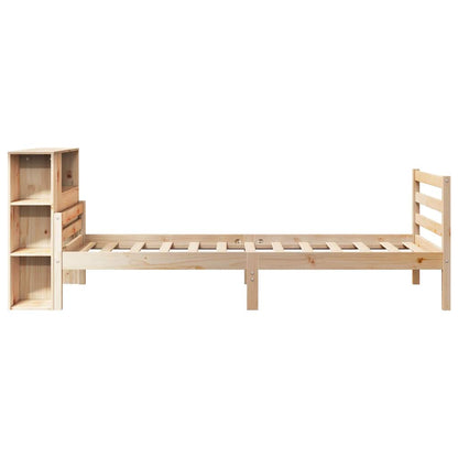 vidaXL Lit en bois massif avec étagère sans matelas 100x200 cm Pin