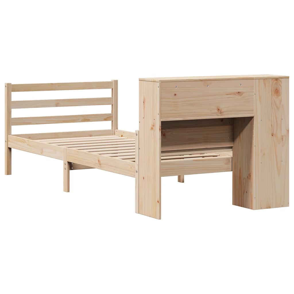 vidaXL Lit en bois massif avec étagère sans matelas 100x200 cm Pin