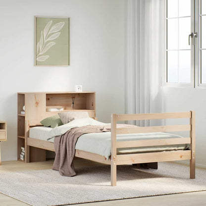 vidaXL Lit en bois massif avec étagère sans matelas 100x200 cm Pin