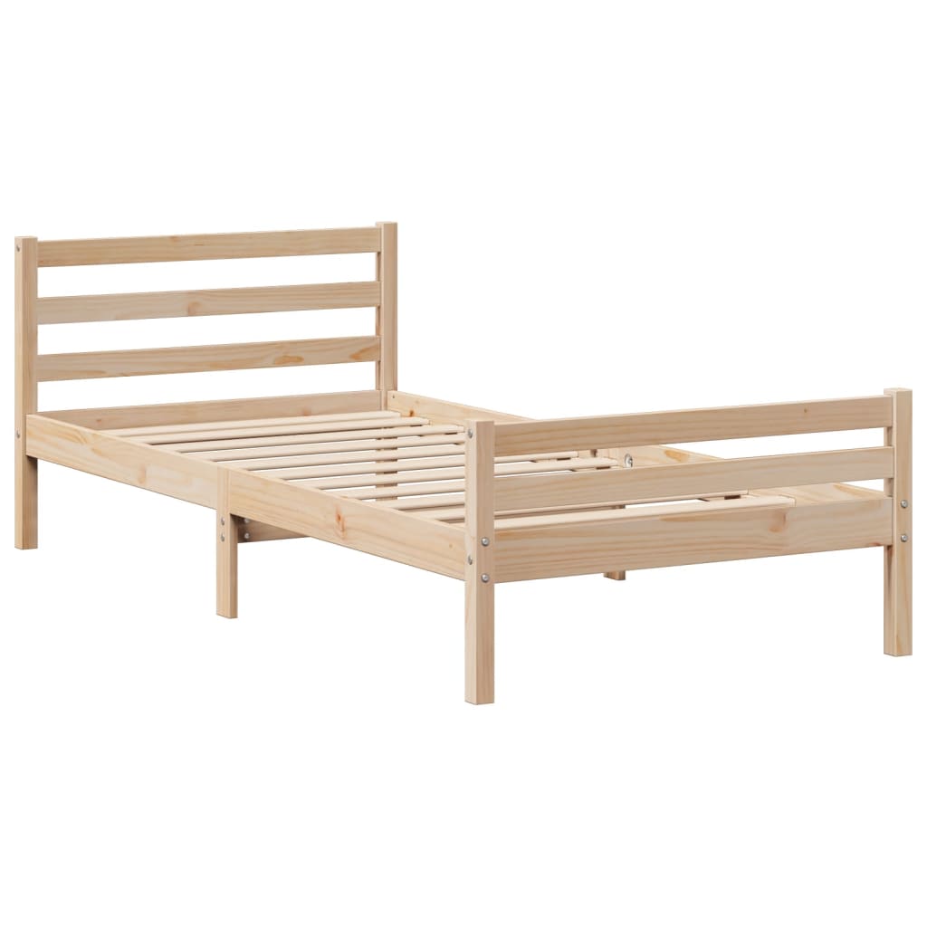 vidaXL Massivholzbett mit Regal ohne Matratze 90x200 cm Kiefer