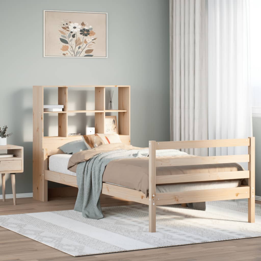vidaXL Massivholzbett mit Regal ohne Matratze 90x200 cm Kiefer
