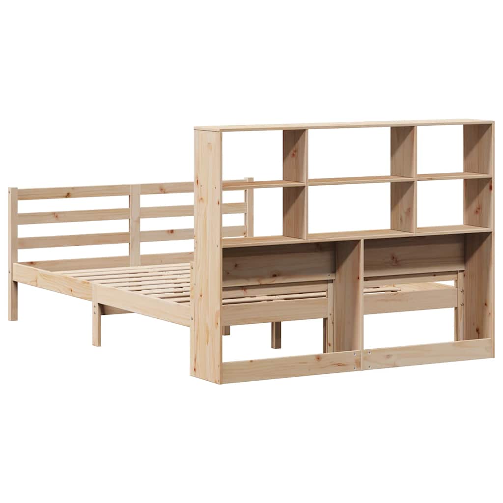 vidaXL Massivholzbett mit Regal ohne Matratze 150x200 cm Kiefernholz