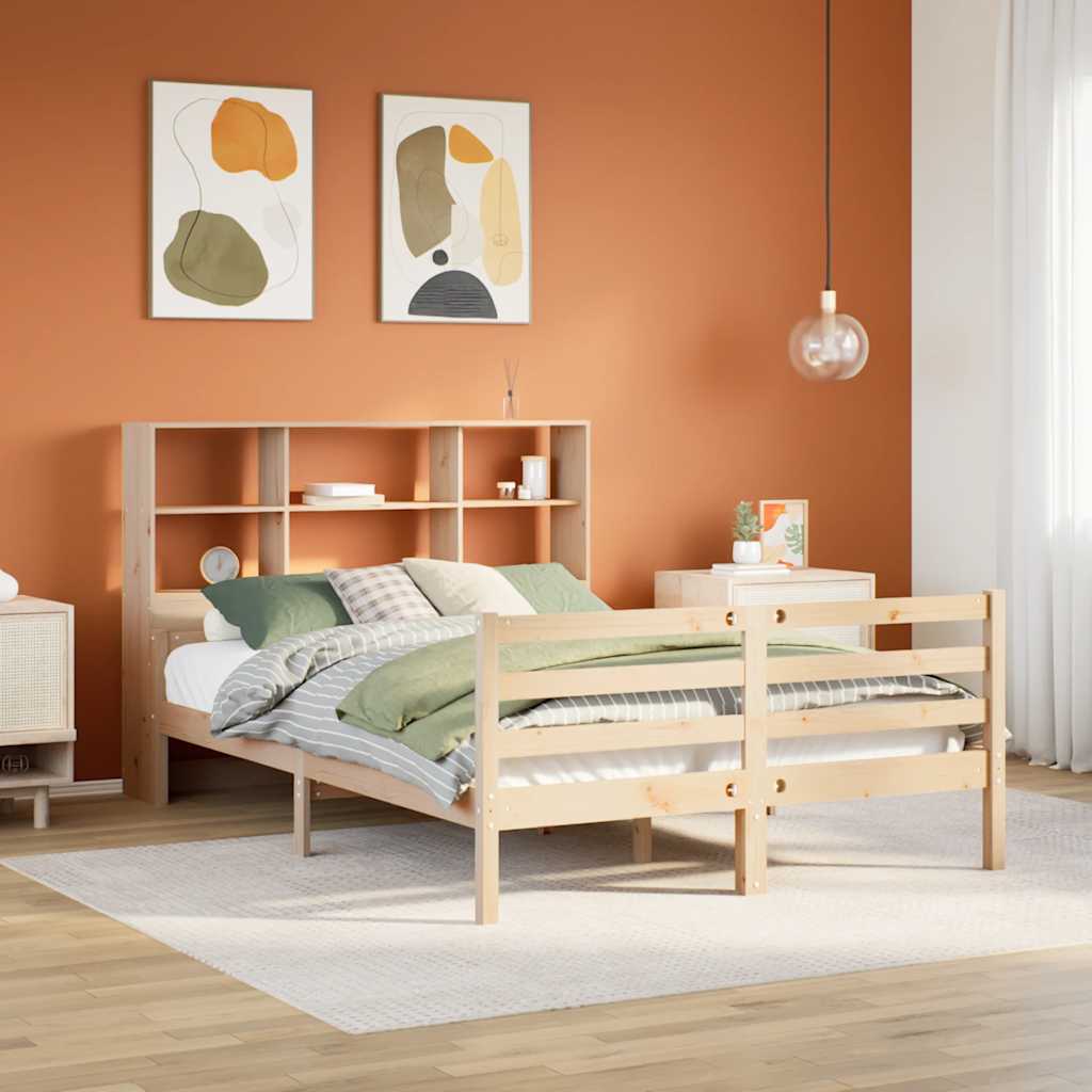 vidaXL Massivholzbett mit Regal ohne Matratze 150x200 cm Kiefernholz