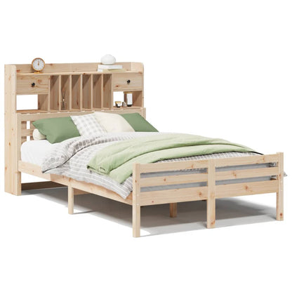 vidaXL Massivholzbett mit Regal ohne Matratze 135x190 cm Kiefer