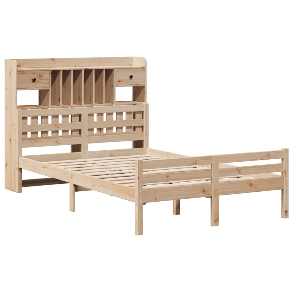 vidaXL Massivholzbett mit Regal ohne Matratze 135x190 cm Kiefer