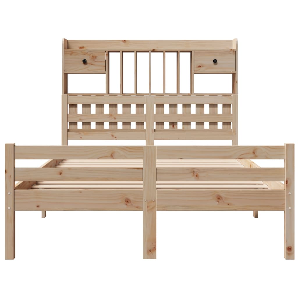 vidaXL Massivholzbett mit Regal ohne Matratze 135x190 cm Kiefer