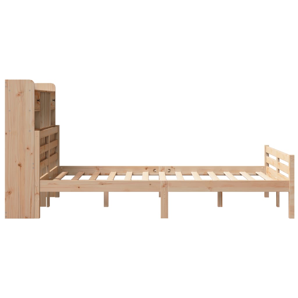 vidaXL Massivholzbett mit Regal ohne Matratze 135x190 cm Kiefer