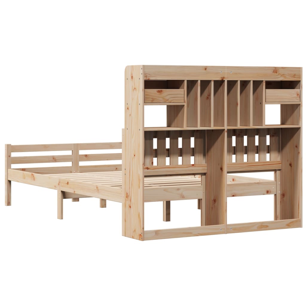 vidaXL Massivholzbett mit Regal ohne Matratze 135x190 cm Kiefer