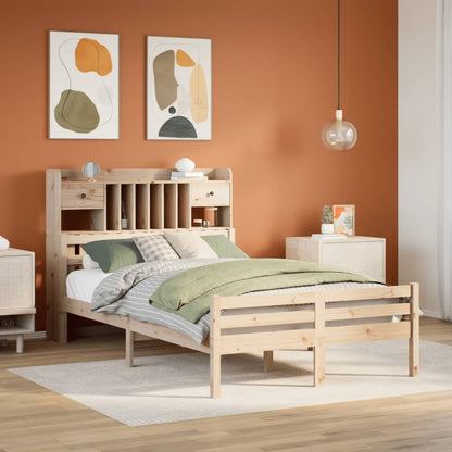 vidaXL Massivholzbett mit Regal ohne Matratze 135x190 cm Kiefer
