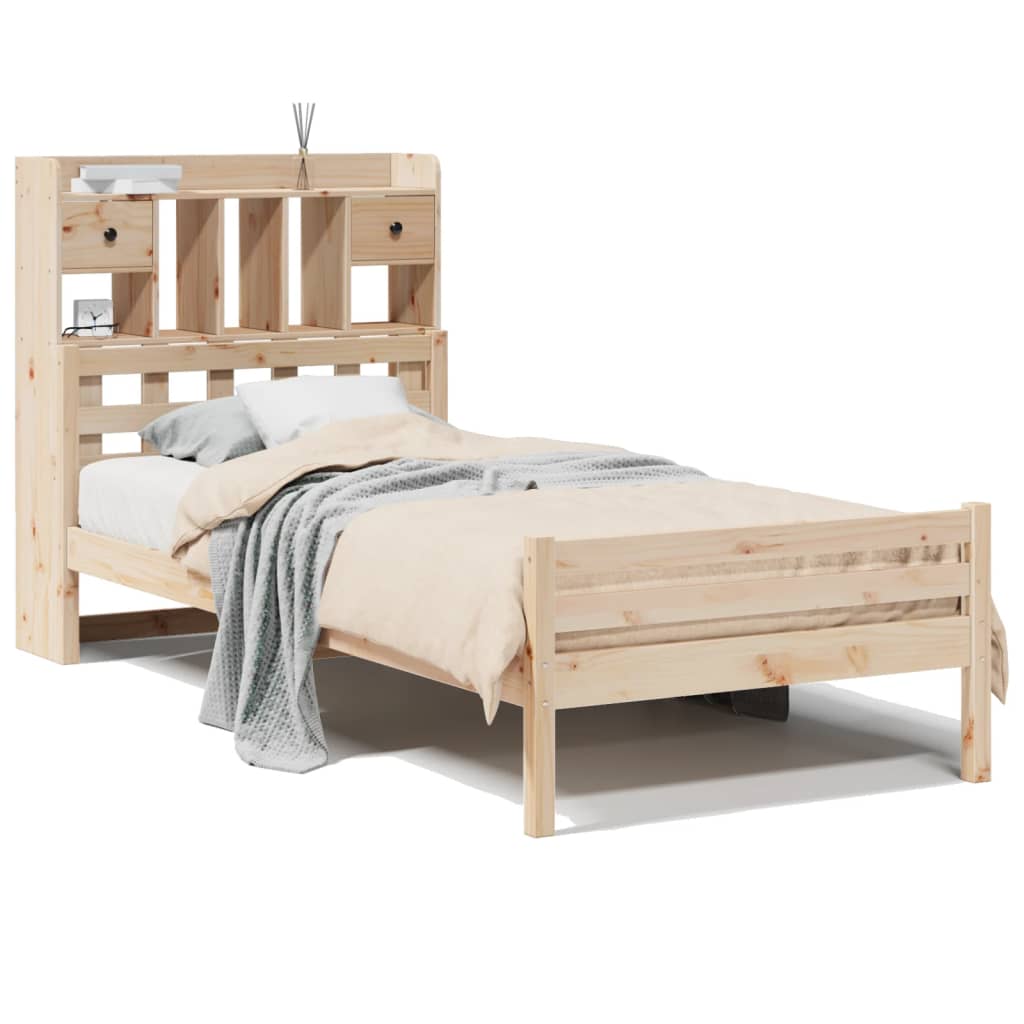 vidaXL Massivholzbett mit Regal ohne Matratze 100x200 cm Kiefer