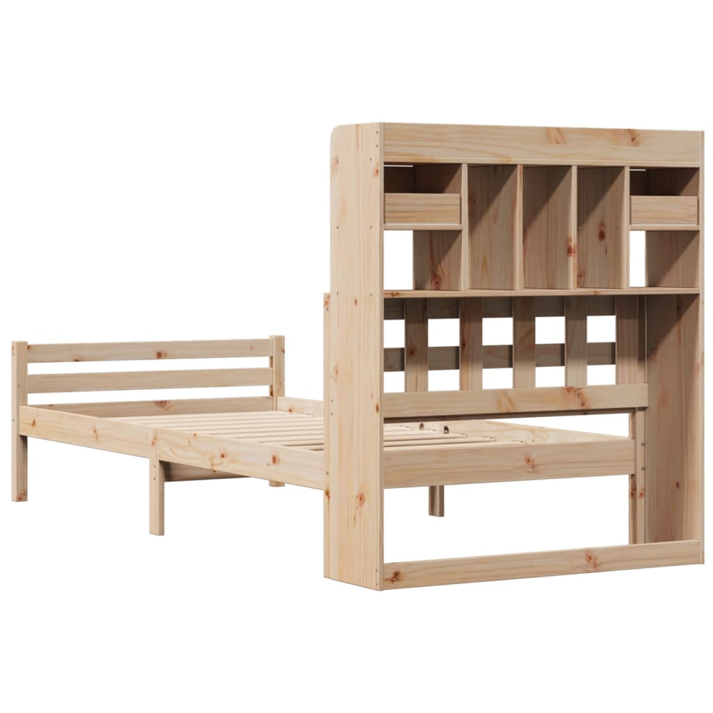 vidaXL Massivholzbett mit Regal ohne Matratze 100x200 cm Kiefer