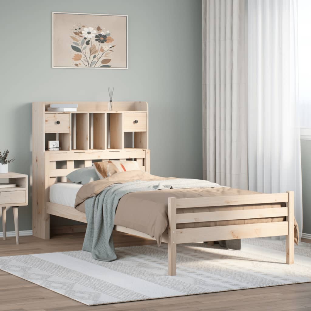 vidaXL Massivholzbett mit Regal ohne Matratze 100x200 cm Kiefer
