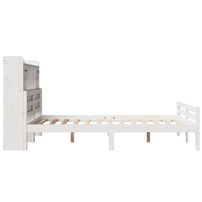 vidaXL Massivholzbett mit Regal ohne Matratze Weiß 140x200 cm Kiefer
