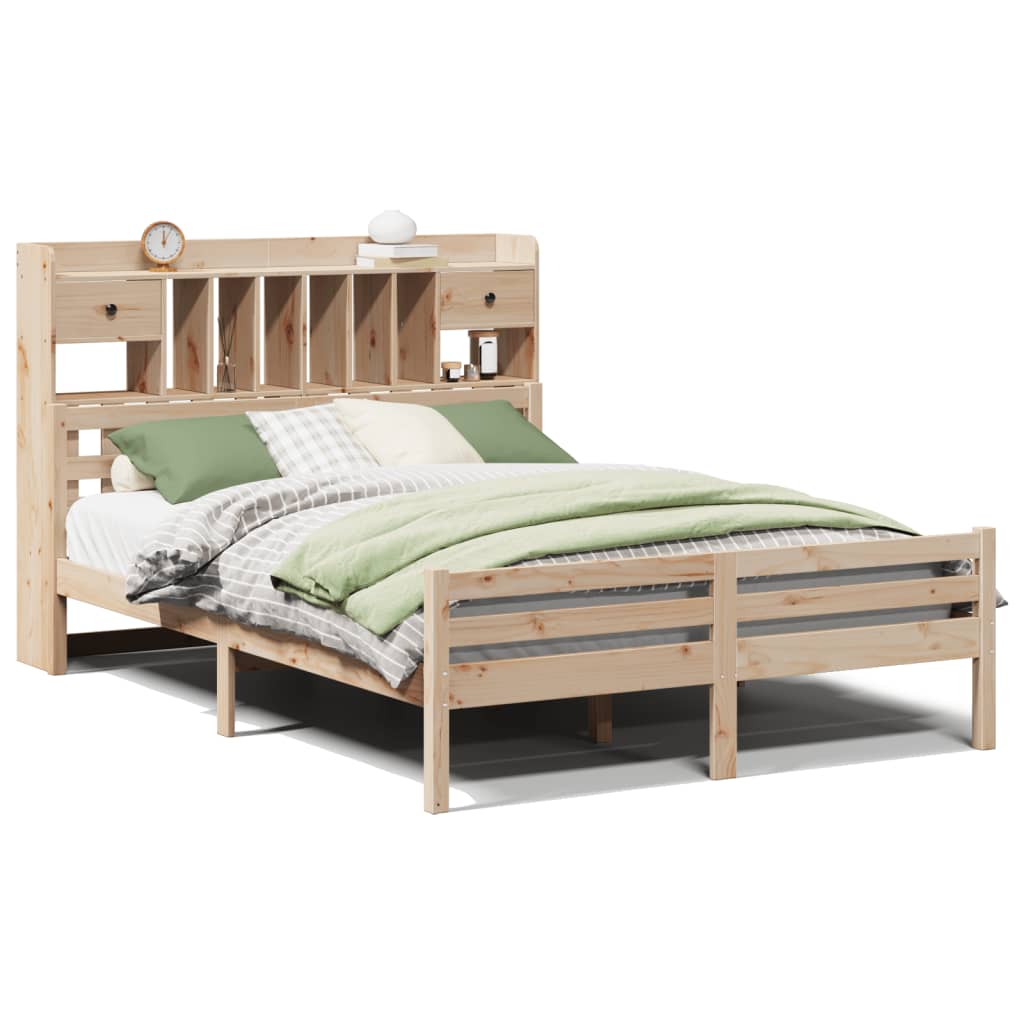 vidaXL Massivholzbett mit Regal ohne Matratze 150x200 cm Kiefer