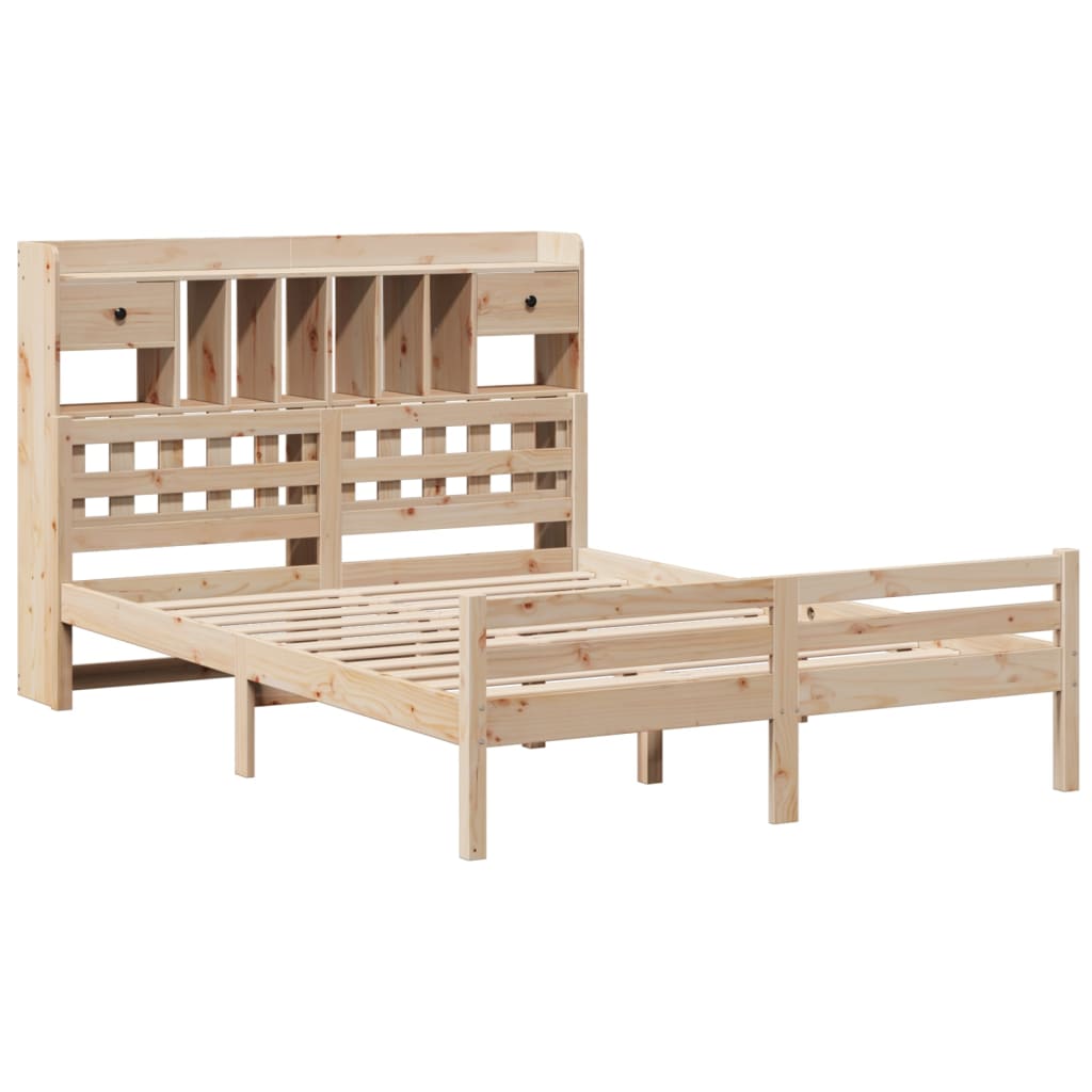 vidaXL Massivholzbett mit Regal ohne Matratze 150x200 cm Kiefer