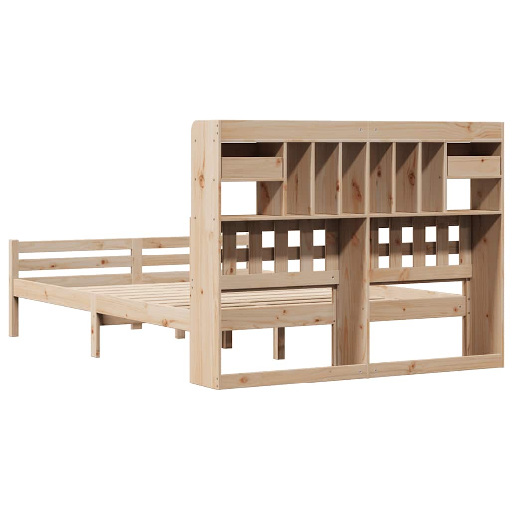 vidaXL Massivholzbett mit Regal ohne Matratze 160x200 cm Kiefer