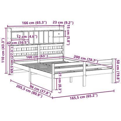 vidaXL Massivholzbett mit Regal ohne Matratze 160x200 cm Kiefer