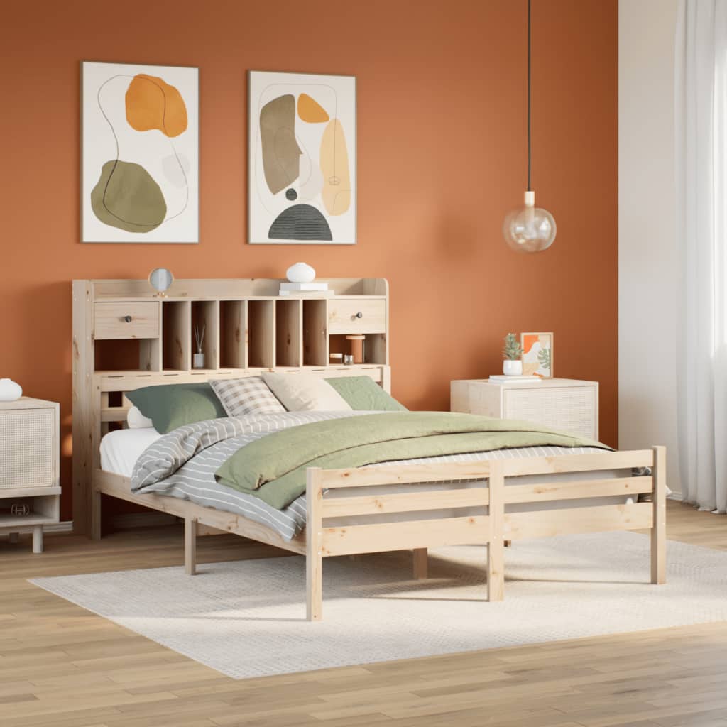 vidaXL Massivholzbett mit Regal ohne Matratze 160x200 cm Kiefer