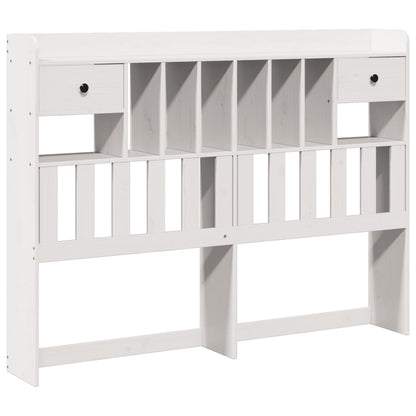 vidaXL Lit en bois massif avec étagère sans matelas Blanc 160x200 cm Pin