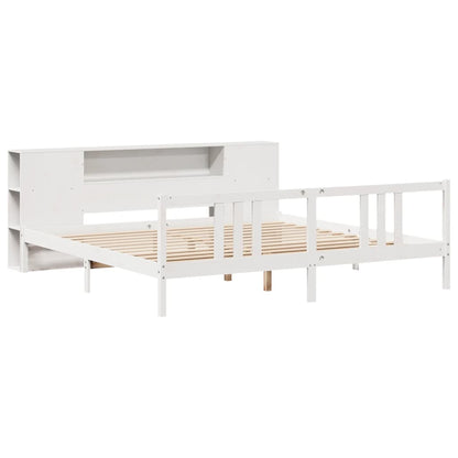 vidaXL Massivholzbett mit Regal ohne Matratze Weiß 200x200 cm Kiefer