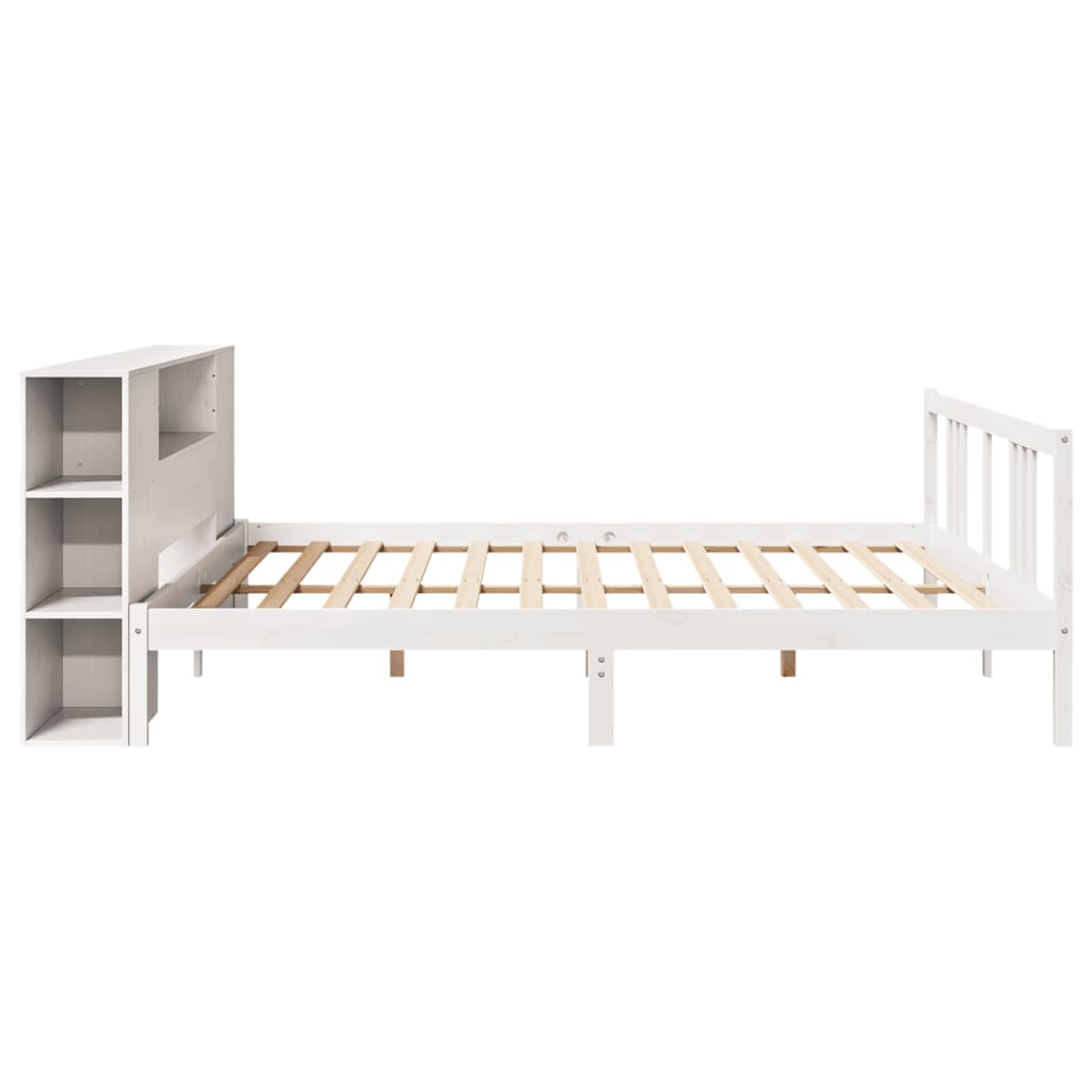 vidaXL Massivholzbett mit Regal ohne Matratze Weiß 200x200 cm Kiefer