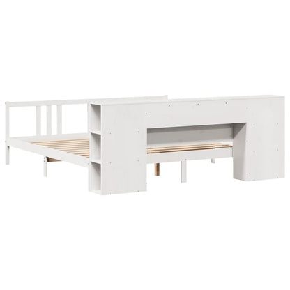 vidaXL Massivholzbett mit Regal ohne Matratze Weiß 200x200 cm Kiefer
