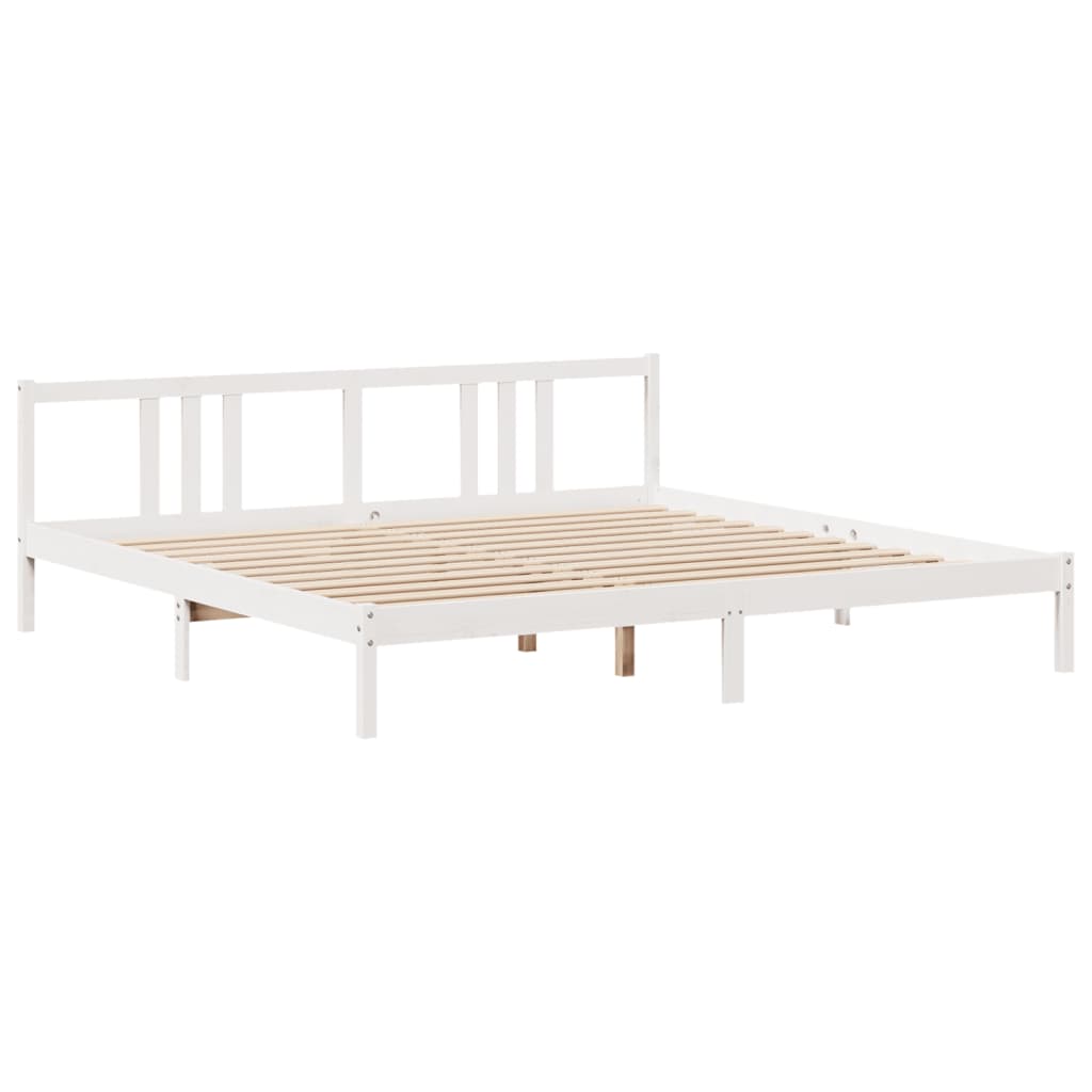 vidaXL Massivholzbett mit Regal ohne Matratze Weiß 200x200 cm Kiefer