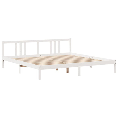 vidaXL Massivholzbett mit Regal ohne Matratze Weiß 200x200 cm Kiefer