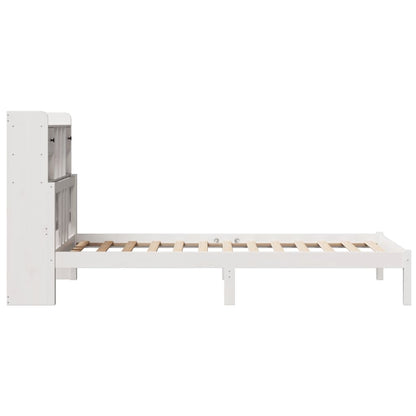 vidaXL Massivholzbett mit Regal ohne Matratze Weiß 90x200 cm Kiefer