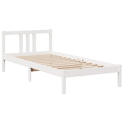 vidaXL Massivholzbett mit Regal ohne Matratze Weiß 90x200 cm Kiefer