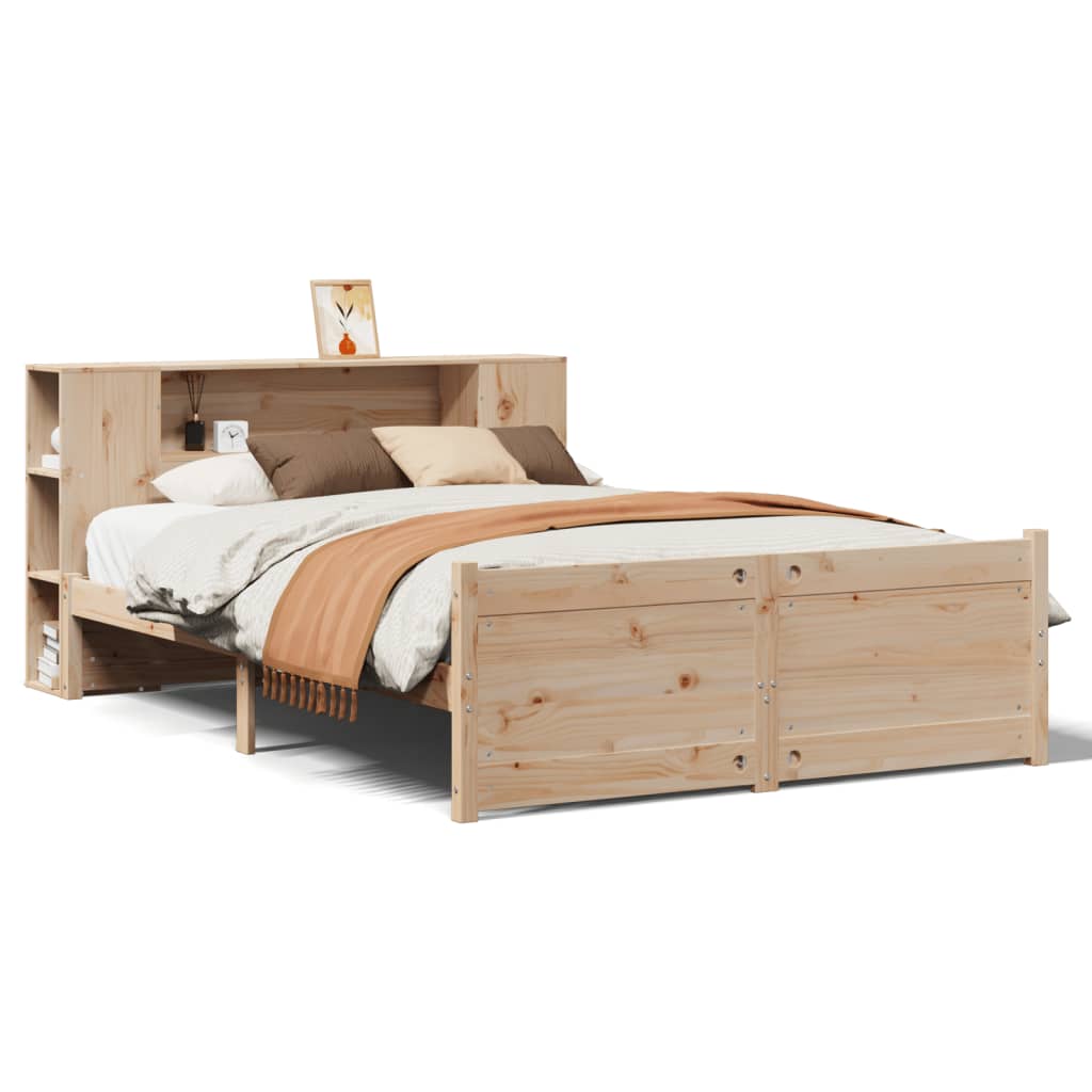 vidaXL Massivholzbett mit Regal ohne Matratze 135x190 cm Kiefer